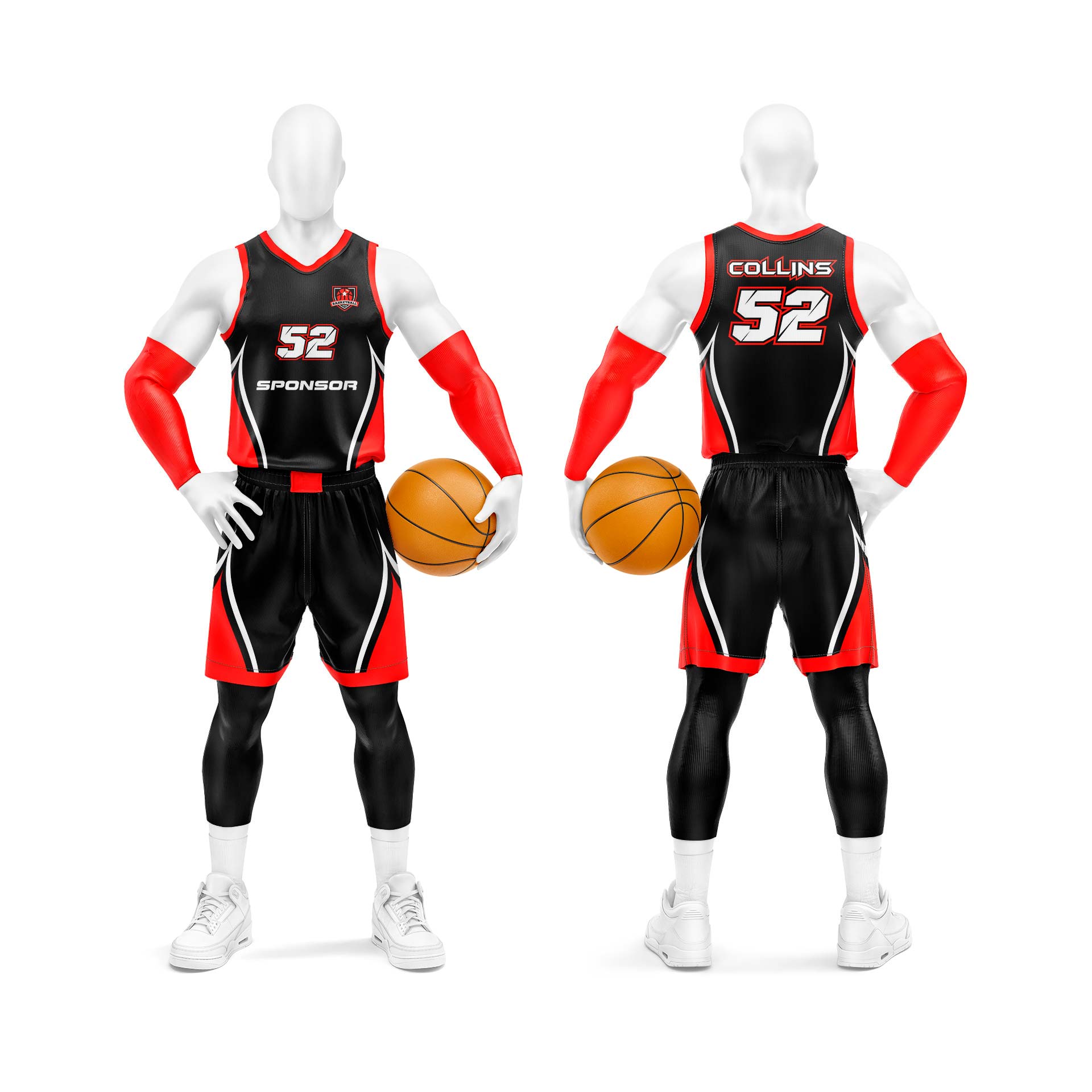 Baloncesto Camiseta Personalizada Roja y Negra