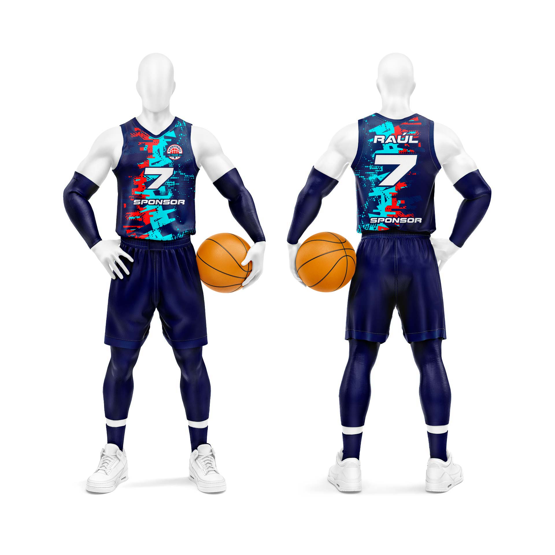 Equipación Baloncesto Azul con diseño