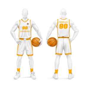 Ropa baloncesto personalizada blanco y amarillo