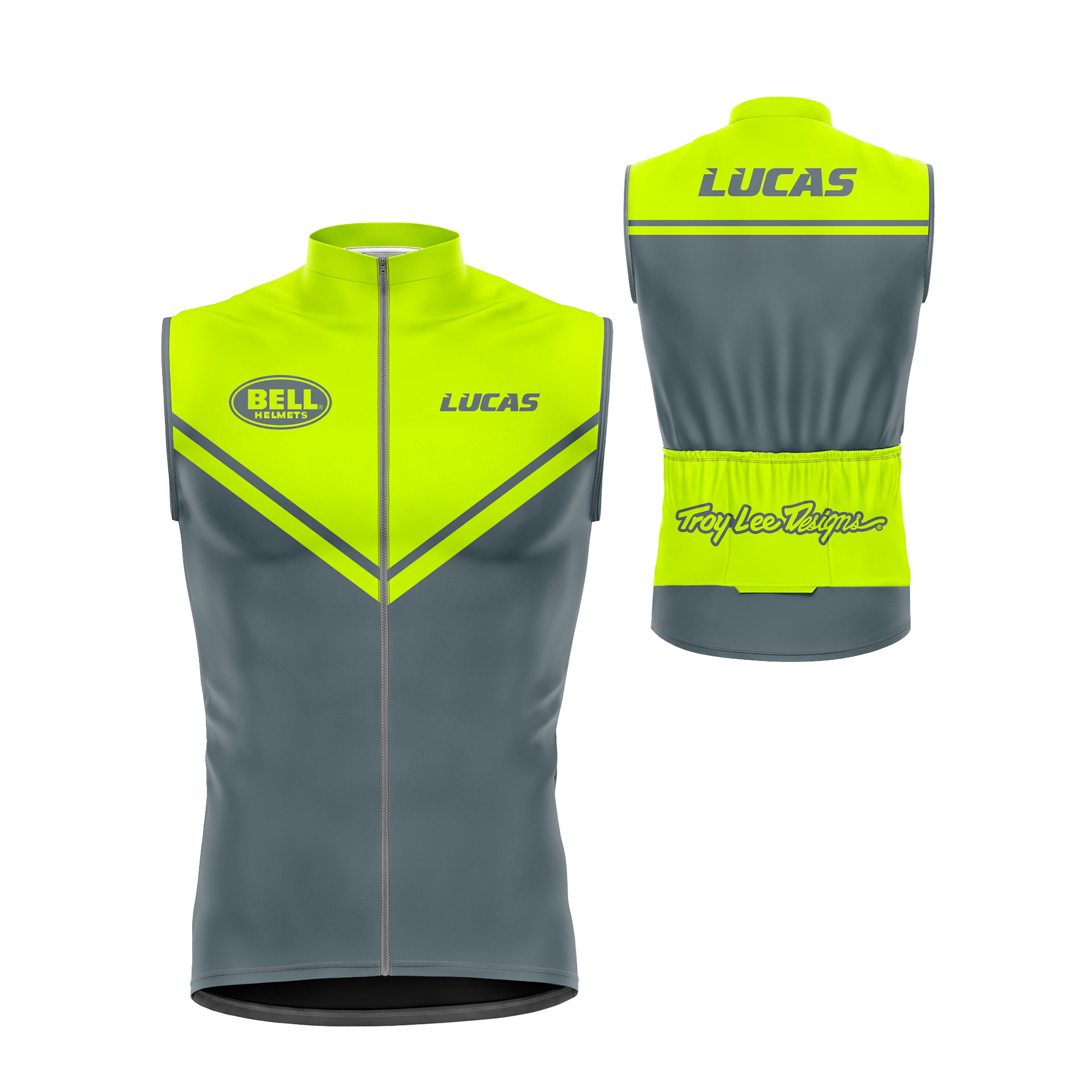 chaleco ciclismo gris-y-fluor