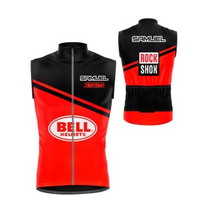 chaleco ciclismo personalizado rojo-y-negro