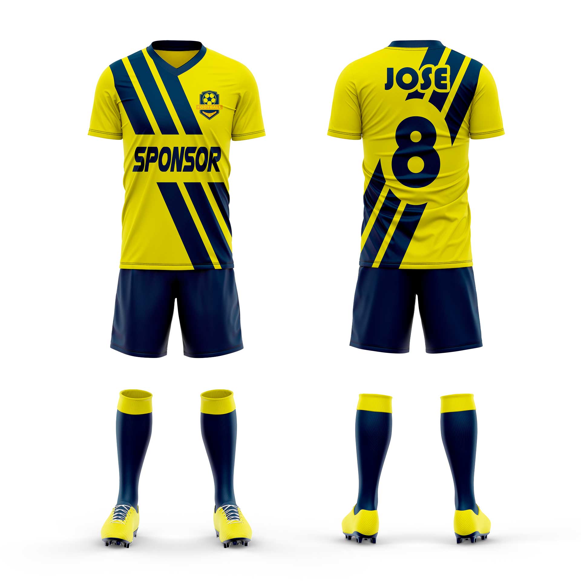 equipacion futbol amarilla y azul