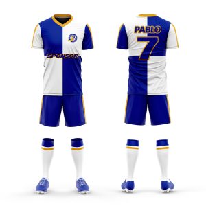 equipacion futbol azul-y-blanca
