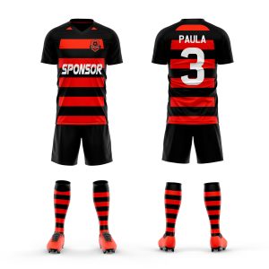 equipacion futbol personalizada negra y roja
