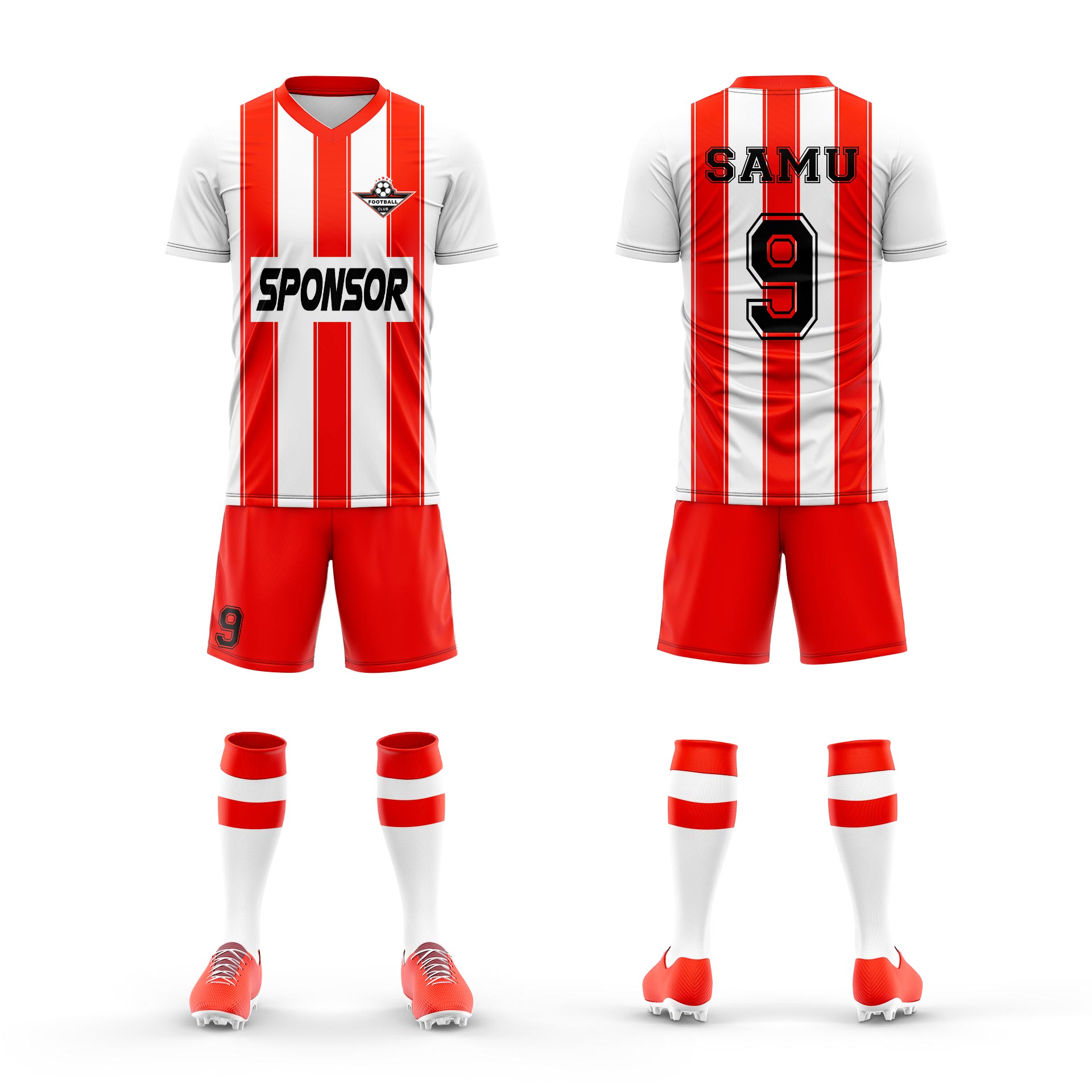 equipacion futbol personalizada roja-y-blanca