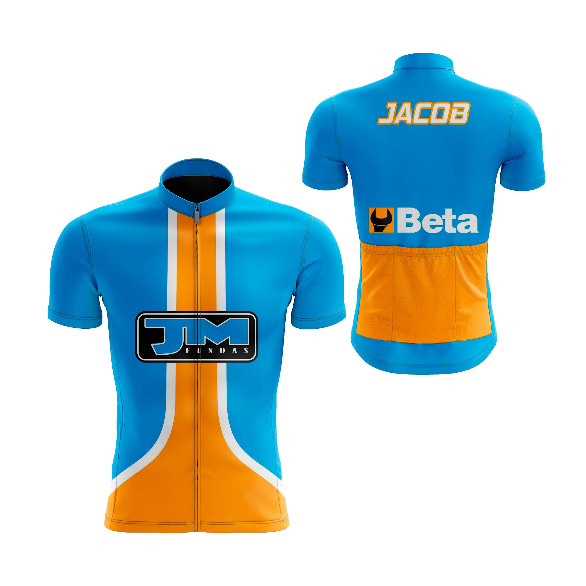 maillot ciclismo azul-y-naranja