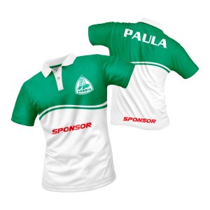polo personalizado blanco-y-verde