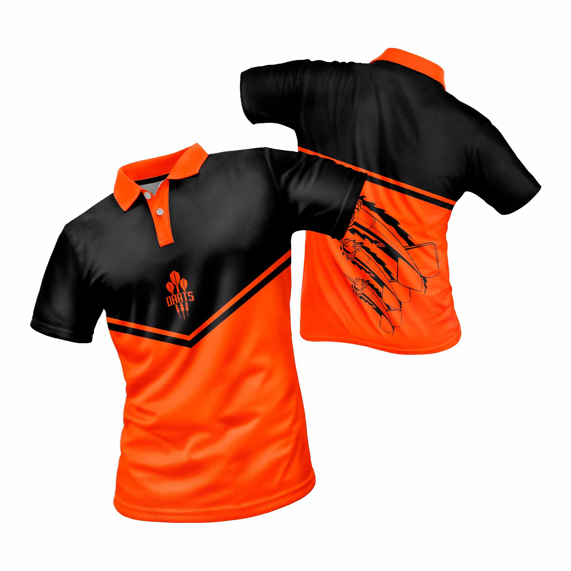 polo personalizado naranja-y-negro