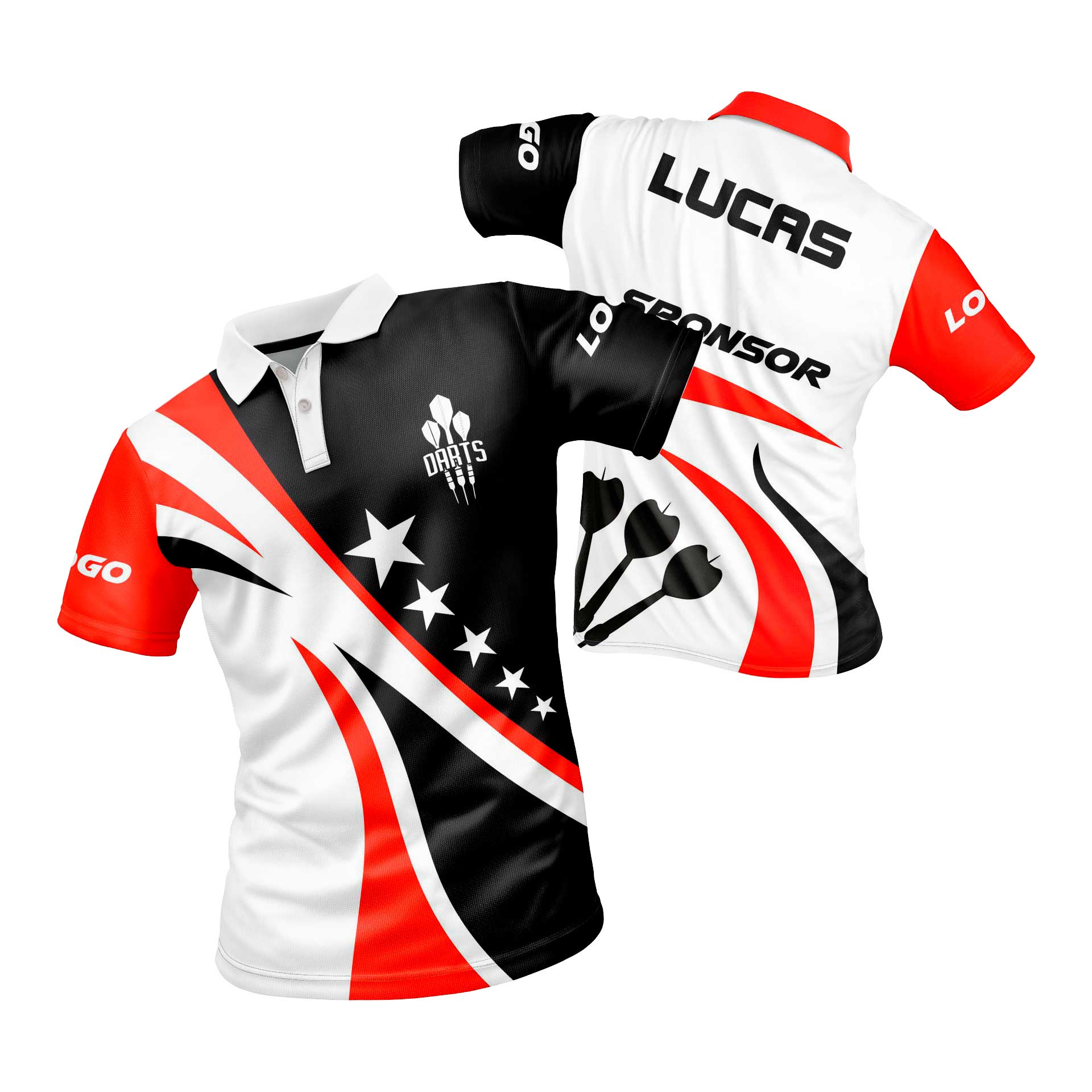 polo personalizado negro-rojo-y-blanco