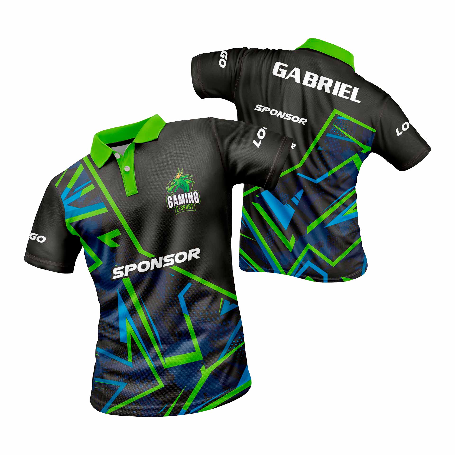 polo personalizado negro-y-verde